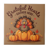 Grateful Hearts Thanksgiving Turkey Fliese (Vorderseite)