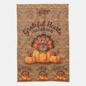 Grateful Hearts Thanksgiving Turkey Geschirrtuch (Vertikal)