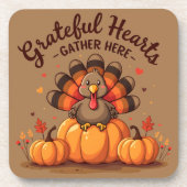 Grateful Hearts Thanksgiving Turkey Getränkeuntersetzer (Vorderseite)