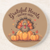 Grateful Hearts Thanksgiving Turkey Getränkeuntersetzer (Vorne)
