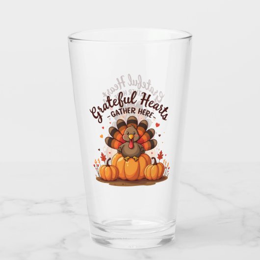 Grateful Hearts Thanksgiving Turkey Glas (Rückseite)
