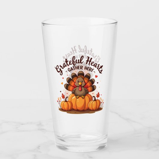 Grateful Hearts Thanksgiving Turkey Glas (Vorderseite)