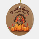 Grateful Hearts Thanksgiving Turkey Keramik Ornament (Links)