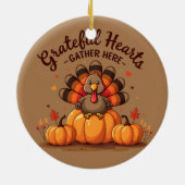 Grateful Hearts Thanksgiving Turkey Keramik Ornament (Hinten)
