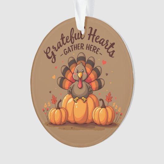 Grateful Hearts Thanksgiving Turkey Ornament (Vorderseite)