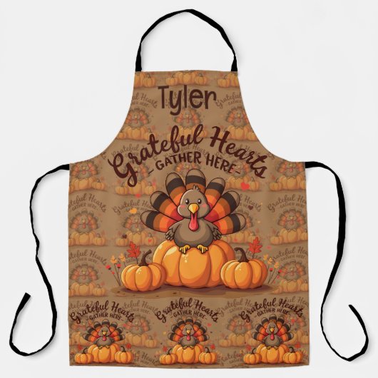 Grateful Hearts Thanksgiving Turkey Schürze (Vorderseite)