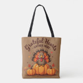 Grateful Hearts Thanksgiving Turkey Tasche (Rückseite)