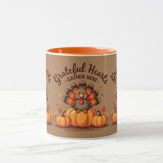Grateful Hearts Thanksgiving Turkey Tasse (Zentrum)