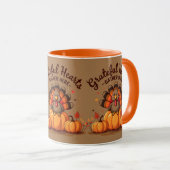 Grateful Hearts Thanksgiving Turkey Tasse (VorderseiteRechts)