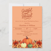 Grateful Kürbis atomare Mandarine Erntedank Einladung (Vorderseite)
