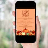 Grateful Kürbis atomare Mandarine Erntedank Einladung