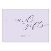 Grateful Lavender Cursive Thank You Card Tischnummer (Rückseite)