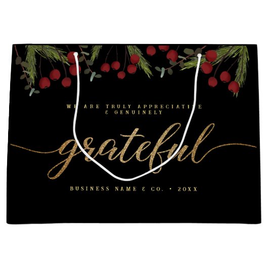Grateful Modern Script Holly Pine business logo  Große Geschenktüte (Vorderseite)