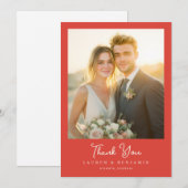 Grateful Peach Elegante Photo Dankeskarte (Vorne/Hinten)