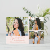 Grateful Peach Multi Photo Graduation Ankündigung (Stehend Vorderseite)