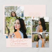 Grateful Peach Multi Photo Graduation Ankündigung (Vorne/Hinten)