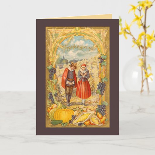 Grateful Pilgrims Erntedank Card Karte (Gelbe Blume)