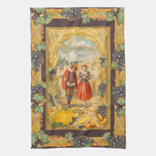 Grateful Pilgrims Erntedank Küchentücher (Vertikal)