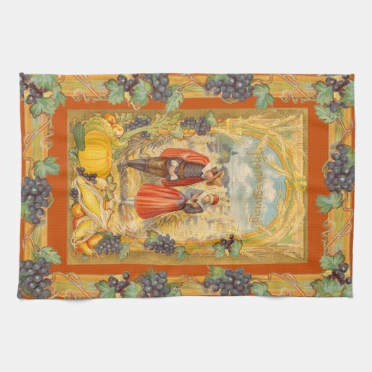 Grateful Pilgrims Erntedank Küchentücher (Horizontal)