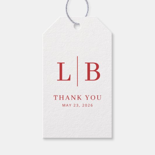 Grateful Red Serif Wedding Favor Tag Geschenkanhänger (Vorderseite)