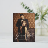 Grateful Script Foto Wedding Danke Postcard Postkarte (Stehend Vorderseite)
