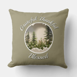 "Grateful, Thankful, Blessed" Accent Throw Pillow Kissen
