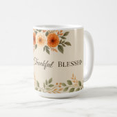 Grateful Thankful Blessed Fall Floral Kaffeetasse (VorderseiteRechts)