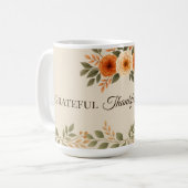 Grateful Thankful Blessed Fall Floral Kaffeetasse (Vorderseite Links)