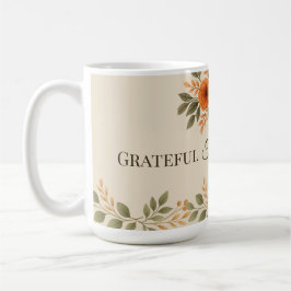 Grateful Thankful Blessed Fall Floral Kaffeetasse
