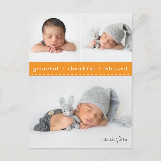 Grateful Thankful Blessed Thanksgiving Photos Feiertagspostkarte (Vorderseite)