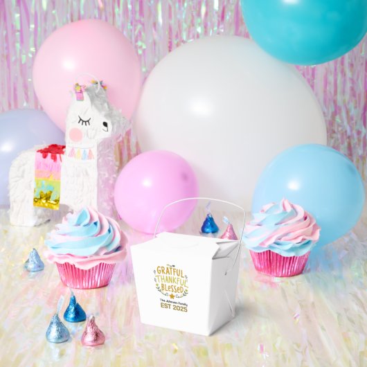 Grateful, Thankful, Blessed Typography Family name Geschenkschachtel (Party)