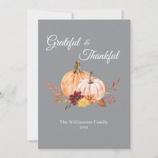 Grateful & Thankful Personalized Thanksgiving Feiertagskarte