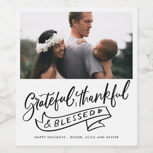 Grateful Thankful Weinetikett (Einzelnes Label)