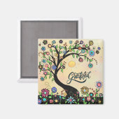 Grateful Whimsical Floral Tree Inspiration Magnet (Vorderseite/Rückseite)