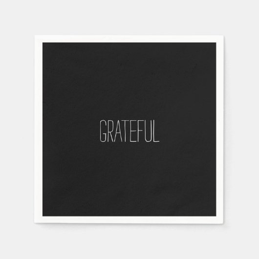 GRATEFUL White and Black Cocktail Serviette (Vorderseite)