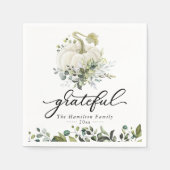 Grateful White Pumpkin Greenery Erntedank Serviette (Vorderseite)