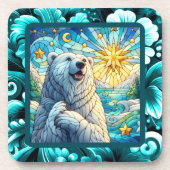 Grateure Polar Bären Imitate aus Glas Getränkeuntersetzer (Vorderseite)