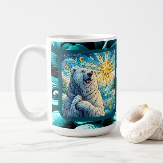 Grateure Polar Bären Imitate aus Glas Kaffeetasse (Mit Donut)