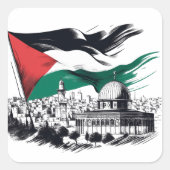 Gratis aqsa-Paläste Quadratischer Aufkleber (Vorderseite)