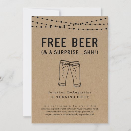 Gratis Bier Funny Adult Überraschung Party Einladu Einladung (Vorderseite)