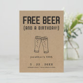 Gratis Bier Funny Birthday Save the Date Card Einladung (Stehend Vorderseite)