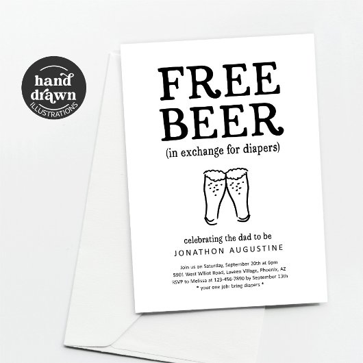 Gratis Bier Funny Diaper Party Einladung