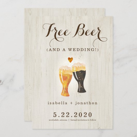 Gratis Bier Funny Save the Date Card Einladung (Vorne/Hinten)