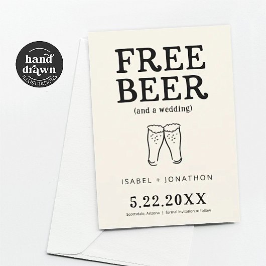 Gratis Bier Funny Save the Date Card Einladung