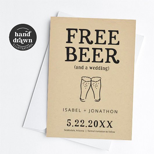 Gratis Bier Funny Save the Date Card Einladung