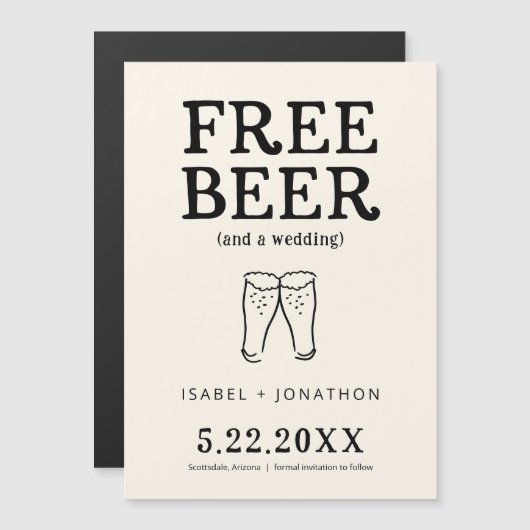 Gratis Bier Funny Save the Date Card Magnet (Vorne/Hinten)