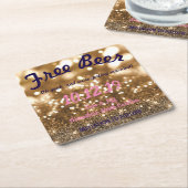 Gratis Bier Save the Date Coaseter Rechteckiger Pappuntersetzer (angewinkelt)