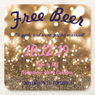 Gratis Bier Save the Date Coaseter Rechteckiger Pappuntersetzer