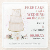 Gratis-Cake-Hochzeit auf Side Pink Funny Save the Glasuntersetzer (Vorderseite)