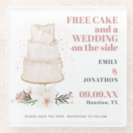 Gratis-Cake-Hochzeit auf Side Pink Funny Save the  Glasuntersetzer